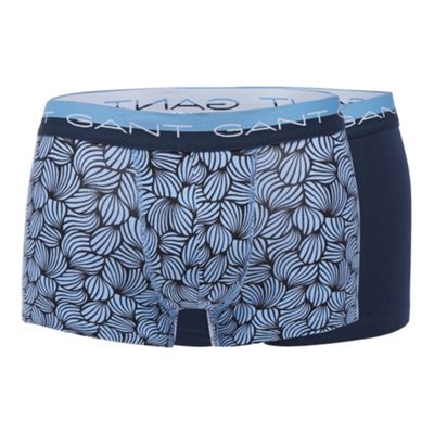 Gant Pack of two blue print cotton stretch trunks